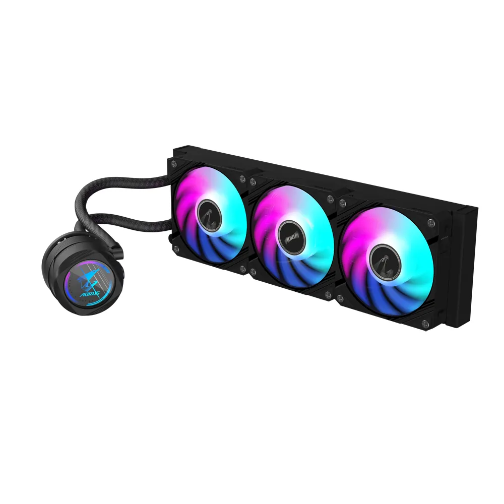 GIGABYTE AORUS WATERFORCE II 360 AIO Flüssigkeits-CPU-Kühler - 3x120mm ARGB-Lüfter, Schiebe-in-Verriegelungsmechanismus, DAISY-CHAIN, kompatibel mit Intel LGA 1851 und AMD AM5 – Bild 2