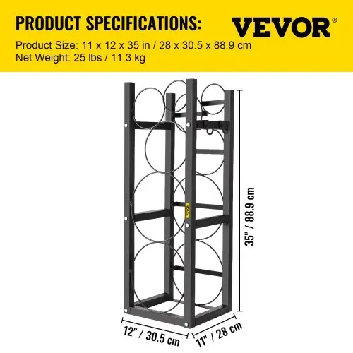 VEVOR Kältemitteltankregal mit 2 x 30 lbs & 3 Platzsparenden Flaschentankregalen 895 x 319 x 92 mm Kältemittelflaschenregal Gasflaschenregale und Halterungen für die Lagerung von Gas, Sauerstoff – Bild 6