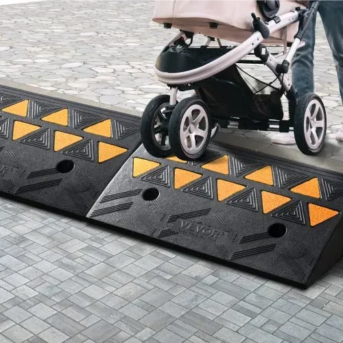 VEVOR 2xSchwellenrampe Vollgummi Türschwellenrampe Max. Tragfähigkeit bis zu 15Tonnen Bordsteinrampe 50x32x11cm Rollstuhlrampe Auffahrrampe Gummirampe ideal für unebenen Boden Bordsteinkanten – Bild 7
