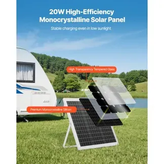 VEVOR 12V Monokristallines Solarpanel-Kit 20W, Batterieladegerät mit intelligentem MPPT-Controller & verstellbarer Halterung, IP67 wasserdicht für Auto, Boot, Wohnmobil, Motorradanhänger VEVOR 12V Monokristallines Solarpanel-Kit 20W, Batterieladegerät mit intelligentem MPPT-Controller & verstellbarer Halterung, IP67 wasserdicht für Auto, Boot, Wohnmobil, Motorradanhänger