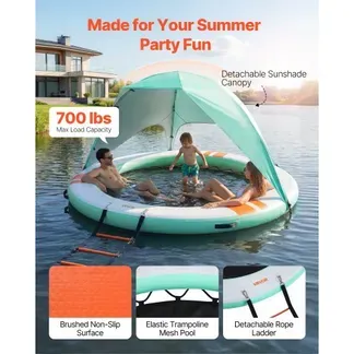 VEVOR Aufblasbares Schwimmdock φ2,44 m, Schwimmplattform mit Rutschfester Oberfläche, Tragetasche, Sonnendach & Abnehmbarer Leiter, Schwimmende Insel, Wasserplattform für Pool, Strand & Meer, Blau VEVOR Aufblasbares Schwimmdock φ2,44 m, Schwimmplattform mit Rutschfester Oberfläche, Tragetasche, Sonnendach & Abnehmbarer Leiter, Schwimmende Insel, Wasserplattform für Pool, Strand & Meer, Blau