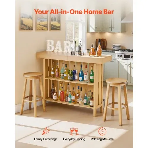 VEVOR Hausbar mit 3 Ebenen, Bartresen aus Holzwerkstoff mit Fußstütze & Flaschenöffner-Halter, Moderne Bartheke mit viel Stauraum für Wohnzimmer & Keller, Belastbar bis 81,6 kg, 1400 x 398 x 1055 mm VEVOR Hausbar mit 3 Ebenen, Bartresen aus Holzwerkstoff mit Fußstütze & Flaschenöffner-Halter, Moderne Bartheke mit viel Stauraum für Wohnzimmer & Keller, Belastbar bis 81,6 kg, 1400 x 398 x 1055 mm