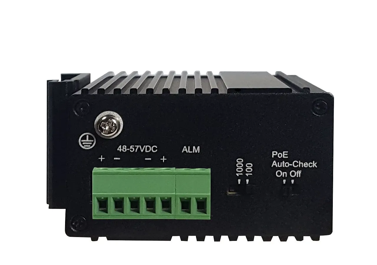 ALLNET switch industrial unmanaged Layer2 4 Port GbE • PoE Budget 180W • 2x PoE bt • 2x SFP • Lüfterlos • DIN • ALL-SGI8004P – Bild 3
