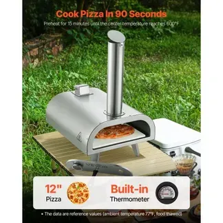 VEVOR Pizzaofen Outdoor 12 Zoll Pellet-Pizzaofen, tragbarer Pizzaofen mit eingebautem Thermometer & holzbefeuerter & Pizzastein & Schaufel & Tragetasche Pizzamaker aus Edelstahl, für Garten Camping VEVOR Pizzaofen Outdoor 12 Zoll Pellet-Pizzaofen, tragbarer Pizzaofen mit eingebautem Thermometer & holzbefeuerter & Pizzastein & Schaufel & Tragetasche Pizzamaker aus Edelstahl, für Garten Camping