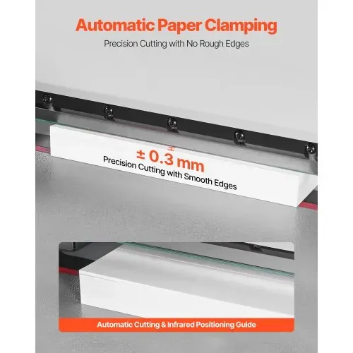VEVOR elektrische Papierschneidemaschine Hochleistungs-Papierschneider, 45 cm Schnittbreite, 4 cm Schnittstärke, große elektrische Guillotine mit Infrarotfunktion & Ersatzklinge 500 W – Bild 3