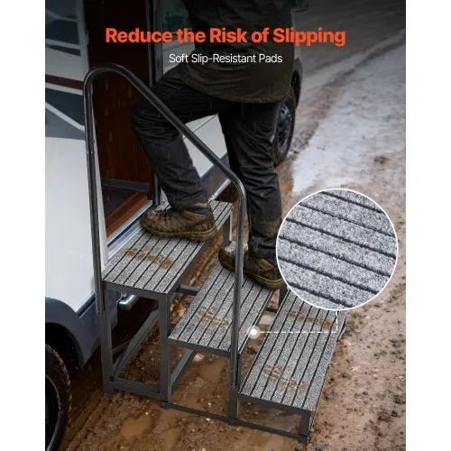 VEVOR RV Treppe mit Handlauf, 3-stufige Tragbare Standtreppe mit 299,38 kg Tragkraft Rutschfeste Trittstufe für Camper Mobilheime Pool und Spa Robuste Außentreppe Ideal für Senioren und Haustiere – Bild 4