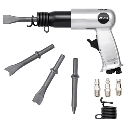 VEVOR Druckluft Meißelhammer, 3500 BPM Pneumatischer Hammer mit 70mm Hub & 4 Meißeln mit rundem Schaft, kompakter Druckluftmeißel mit Pistolengriff, Schaufelwerkzeug zum Schneiden, Stanzen, Schaben VEVOR Druckluft Meißelhammer, 3500 BPM Pneumatischer Hammer mit 70mm Hub & 4 Meißeln mit rundem Schaft, kompakter Druckluftmeißel mit Pistolengriff, Schaufelwerkzeug zum Schneiden, Stanzen, Schaben