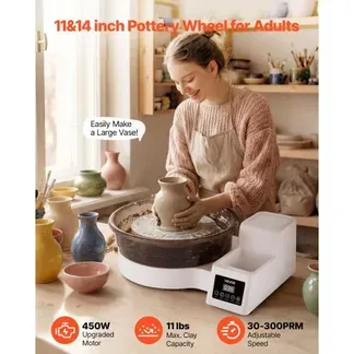 VEVOR Töpferscheibe Elektrisch 450 W, Töpferdrehmaschine 28 / 36 cm Drehteller, Keramikscheibe mit Fußpedal & 30–300 U/min Einstellbarer Drehzahl & Abnehmbarem Becken, für Anfänger DIY-Tonkunst, Weiß VEVOR Töpferscheibe Elektrisch 450 W, Töpferdrehmaschine 28 / 36 cm Drehteller, Keramikscheibe mit Fußpedal & 30–300 U/min Einstellbarer Drehzahl & Abnehmbarem Becken, für Anfänger DIY-Tonkunst, Weiß
