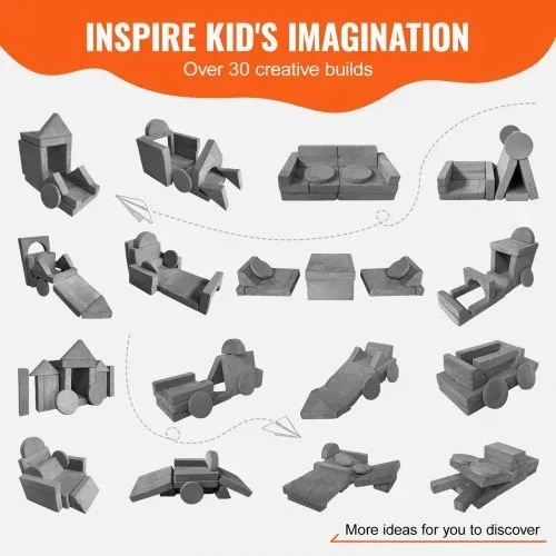 VEVOR Spielsofa Kindersofa, 15 in 1 Kindersofa aus Schaumstoff, Matratze Multifunktional Spieltisch Puzzle Sofa, Kindersessel Faltbar, Pädagogisches Spielzeug Kindersessel Spielsofa Kuschelecke – Bild 2