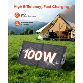 VEVOR Faltbares Solarpanel 100 W, Tragbares Solarladegerät 24% Hocheffizienz, Monokristallines Solarmodul mit MC4-Ausgang, USB-A-, Typ-C- & DC-Anschlüssen, IP65, für Powerstations, Camping, Wandern VEVOR Faltbares Solarpanel 100 W, Tragbares Solarladegerät 24% Hocheffizienz, Monokristallines Solarmodul mit MC4-Ausgang, USB-A-, Typ-C- & DC-Anschlüssen, IP65, für Powerstations, Camping, Wandern