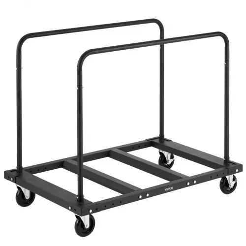 VEVOR Plattenwagen, 816 kg, Transportwagen mit 12,5 mm Lenkrollen, Plattenroller, Rohrbügelwagen mit Zurrgurt & 2 seitlichen Handläufen, Transporthilfe für Fabrik, Lager, Garage, Schwarz – Bild 8