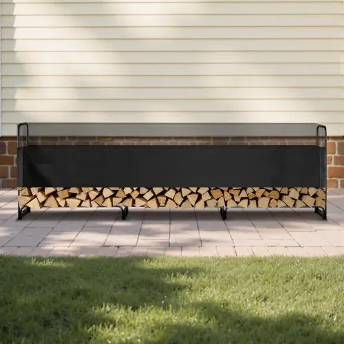 VEVOR Kaminholzregal Metall 386x36x117cm Brennholzregal Stahlrahmen Pulverbeschichtet Kaminholzunterstand 400kg mit Wasserdichter Abdeckung Stapelhilfe Holzunterstand für Veranda Garten Terrasse Hof – Bild 7