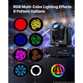 VEVOR 2 Stk. Moving Head LED 30W RGB Bühnenlicht LED Strahler mit 8 Farben, Schwenkbarer Scheinwerfer für Party Hochzeit Club & Bühne, Strobe Partylicht mit 8 Gobos DMX512-Steuerung & Soundsteuerung VEVOR 2 Stk. Moving Head LED 30W RGB Bühnenlicht LED Strahler mit 8 Farben, Schwenkbarer Scheinwerfer für Party Hochzeit Club & Bühne, Strobe Partylicht mit 8 Gobos DMX512-Steuerung & Soundsteuerung