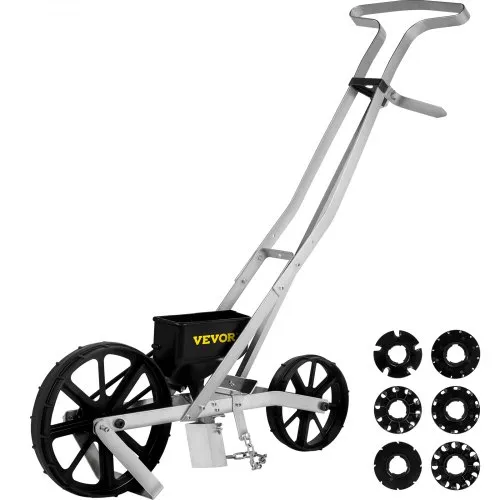 VEVOR Sämaschine Aluminium+ABS Handsämaschine 6xSaatplatten einreihige Drillmaschine 78-84cm Höhenverstellbar Dippelmaschine 6cm Vorderrad 5cm Hinterrad ideal für Samen wie Mais Lauch Spinat Karotten VEVOR Sämaschine Aluminium+ABS Handsämaschine 6xSaatplatten einreihige Drillmaschine 78-84cm Höhenverstellbar Dippelmaschine 6cm Vorderrad 5cm Hinterrad ideal für Samen wie Mais Lauch Spinat Karotten