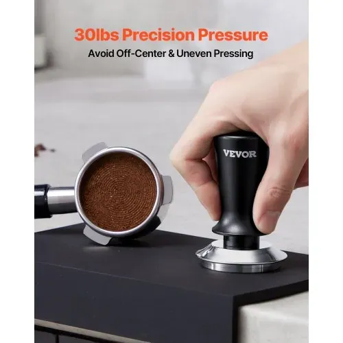 VEVOR Espresso-Tamper 53 mm, gefederter Kaffeetamper, 13,6 kg Tamper-Werkzeug Kaffeewerkzeug für Kaffeemaschine Kaffeezubehör Edelstahl-Tamper Kaffeestampfer mit rutschfestem Griff Schwarz – Bild 2