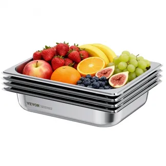 VEVOR Gastronormbehälter Hotelpfanne (1/2-Größe) 4 Stk. 3,8 L, wiederverwendbare Behälter (63,5 mm tief), rostfreie Catering-Aufbewahrung, Panierschale Speisebehälter für Party Restaurant Buffet VEVOR Gastronormbehälter Hotelpfanne (1/2-Größe) 4 Stk. 3,8 L, wiederverwendbare Behälter (63,5 mm tief), rostfreie Catering-Aufbewahrung, Panierschale Speisebehälter für Party Restaurant Buffet