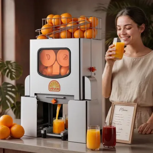 VEVOR Gewerbliche Orangenpresse Elektrische Zitruspresse 120 W Edelstahl, Saftpresse für bis zu 20 Orangen pro Minute, Entsafter für Zitronen Zitrusfrüchte Granatäpfel mit 2 Schalen-Auffangbehältern – Bild 7
