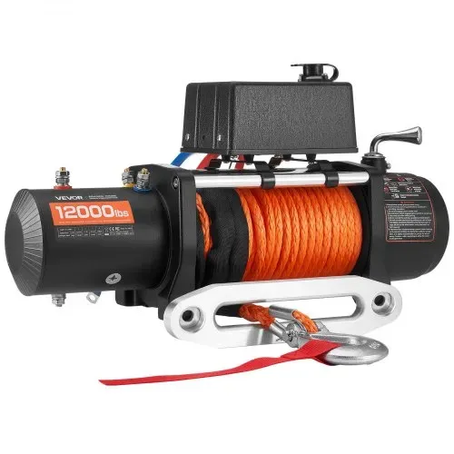 VEVOR Elektrische Seilwinde, 5400 kg, 12 V DC LKW-Winde mit Φ9,1mm x 23m Synthetikseil, kabellose & kabelgebundene Fernbedienung, IP55 zum Abschleppen von Geländewagen, Jeeps, Anhängern & Booten – Bild 9