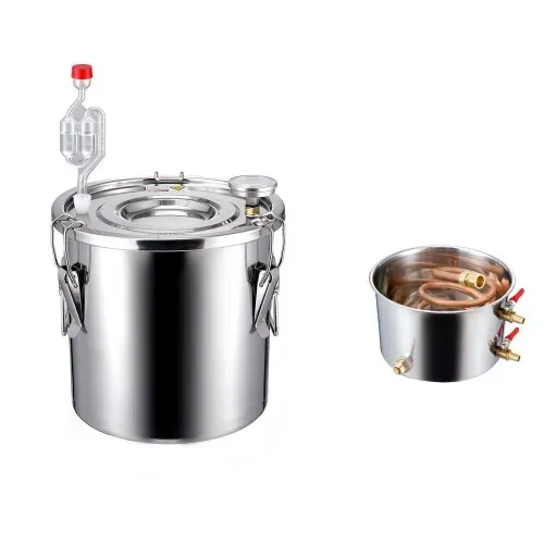 VEVOR Alkoholdestillieranlage 11,4 L Edelstahl Wasseralkohol Destillieranlage mit Kupferspule, Heimbrau-Raffinations-Gärungsset mit Thermometer und Pumpe, für Wein Whisky Brandy, Silber – Bild 9