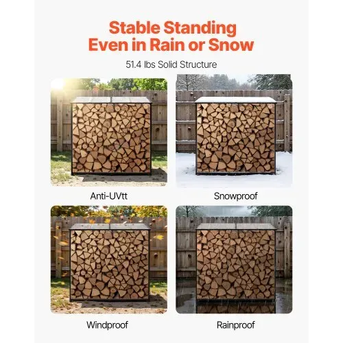 VEVOR Metall Kaminholzregal, 1850x700x1800 mm Brennholzregal, Kaminholzunterstand, max. Tragkraft 300 kg, Feuerholzregal, Kaminholzlager, Stapelhilfe für Kamin, Terrasse, Hinterhof – Bild 5