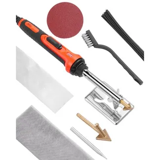 VEVOR Kunststoffschweißgerät-Set, 60 W/100 W Dual-Power-Kunststoffschweißlötkolben mit 3 Schweißspitzen und 20 Schweißstäben, professionelles Kunststoffreparatur-Schweißwerkzeug für Autostoßstangen, Kajaks, Spielzeuge, Elektronik VEVOR Kunststoffschweißgerät-Set, 60 W/100 W Dual-Power-Kunststoffschweißlötkolben mit 3 Schweißspitzen und 20 Schweißstäben, professionelles Kunststoffreparatur-Schweißwerkzeug für Autostoßstangen, Kajaks, Spielzeuge, Elektronik