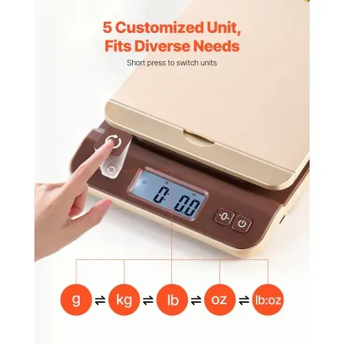 VEVOR Digitale Paketwaage, 2g Genauigkeit, 40kg Postwaage mit Hold-/Tara-/Auto-Off-Funktion, Flip-Halter-Design & einfacher Kalibrierung, Briefwaage Plattformwaage, Batterie im Lieferumfang enthalten – Bild 2