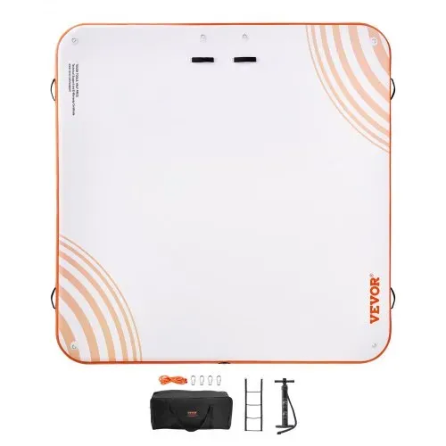 VEVOR Aufblasbares Schwimmdock, 2,13 x 2,13 m, aufblasbare Dockplattform, rutschfeste Wasser-Schwimmdockmatte mit tragbarer Tragetasche und abnehmbarer Leiter, Schwimmplattform-Inselfloß für Pool – Bild 8