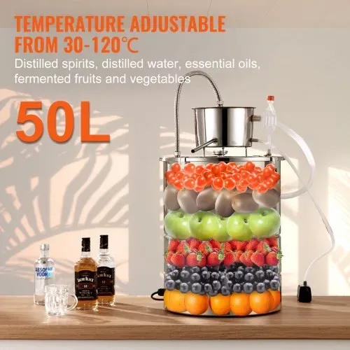 VEVOR Wasser Alkohol Destillierer 50 L Distillieranlage 2800 W Edelstahl Schnapsbrennen Destilliergerät Komplettes Set Enthalten, Ende Produkte Obstweinen, Whisky, Schnaps, Champagner, Wodka usw. – Bild 5