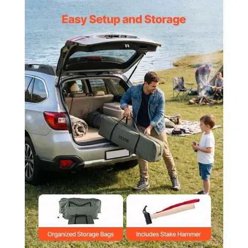 VEVOR Canvas-Glockenzelt, 3 m Jurte, 4 Jahreszeiten, mit Ofenrohrdurchführung, bis zu 3 Personen, mit Abnehmbarem Boden (Reißverschluss), ideal für Familien-Camping & Outdoor-Aktivitäten, Grün – Bild 5