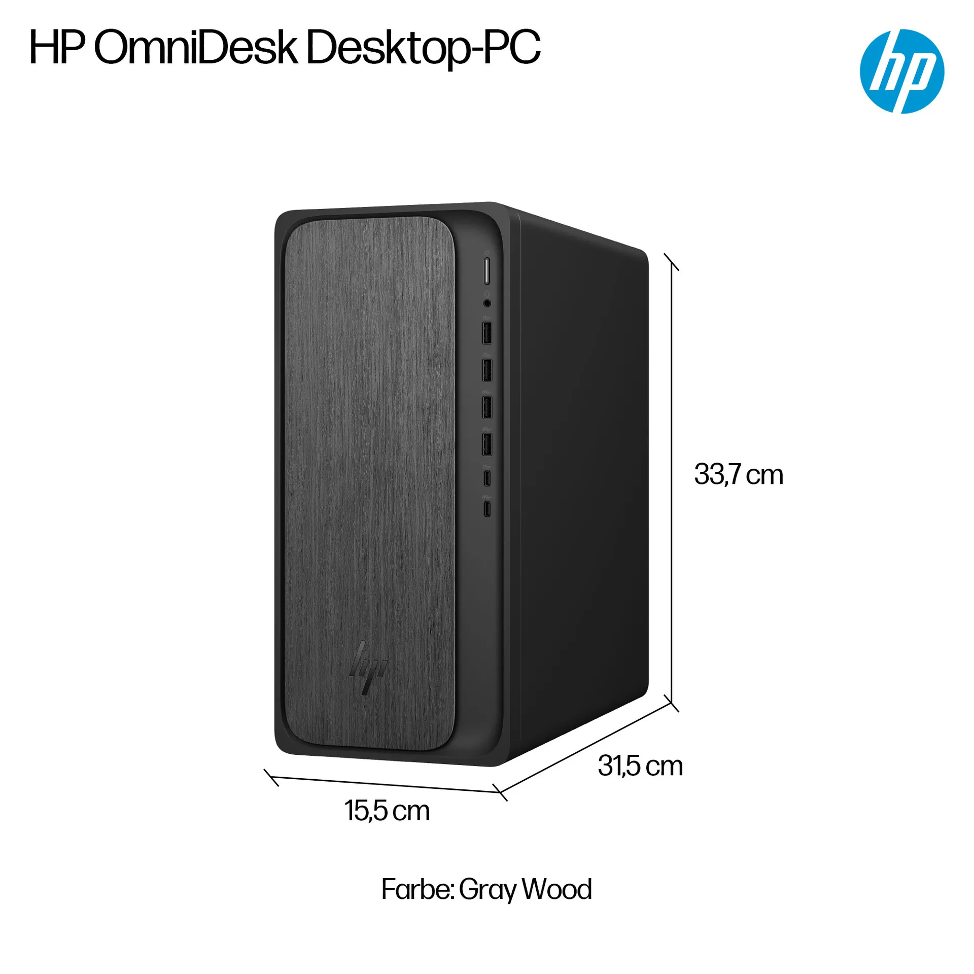 HP OmniDesk M02-0157ng PC AMD Ryzen™ 5 8500G 16 GB DDR5-SDRAM 512 GB SSD FreeDOS Tower AI PC Schwarz – Bild 5