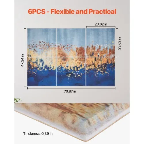 VEVOR 6er-Pack Akustikpaneele, 1800x1200x10 mm, Akustik Wandpaneele, selbstklebende dekorative Schalldämpfungs- & Absorptionsplatten für Zuhause, Büro, Studio, Spielzimmer, Theater, Gemälde – Bild 5