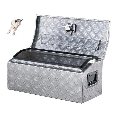 VEVOR Werkzeugkasten aus Aluminium für die Ladefläche, gestreifte Werkzeugkiste (762 x 330,2 x 330,2 mm) mit seitlichem Griff & T-Lock-Schlüssel, Aufbewahrungs-Organizer für Anhänger Silber VEVOR Werkzeugkasten aus Aluminium für die Ladefläche, gestreifte Werkzeugkiste (762 x 330,2 x 330,2 mm) mit seitlichem Griff & T-Lock-Schlüssel, Aufbewahrungs-Organizer für Anhänger Silber