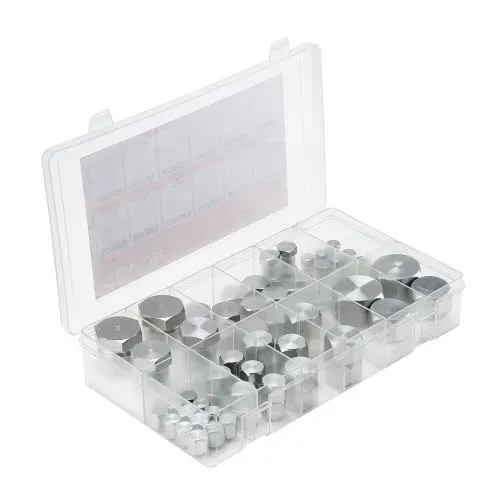 VEVOR 72-tlg. JIC-Hydraulikfittings, Industriehydraulikkappe & -stopfen, Schlauch- & Rohrfitting-Kit, Kappen- & Stopfen-Kit, Präzisionsgewinde in 37°-Schnittgrößen 4, 6, 8, 10, 12, 16 – Bild 9