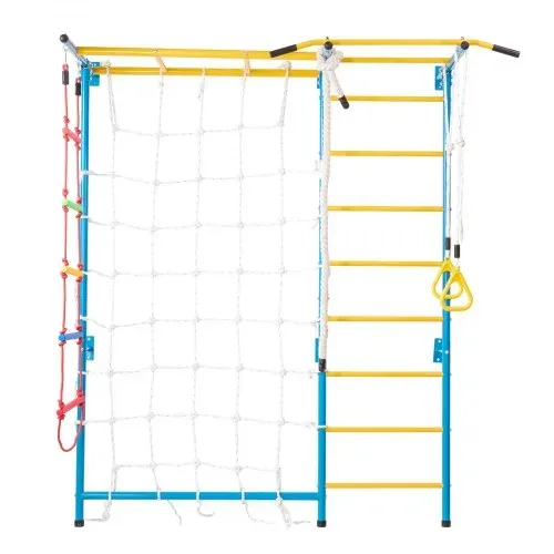 VEVOR Sprossenwand Turnwand Klettergerüst für Kleinkinder, 7-in-1-Kletterspielset mit schwedischer Leiter aus Karbonstahl, Klimmzugstange & Strickleiter & Turnringen 100 kg belastbar mehrfarbig – Bild 9