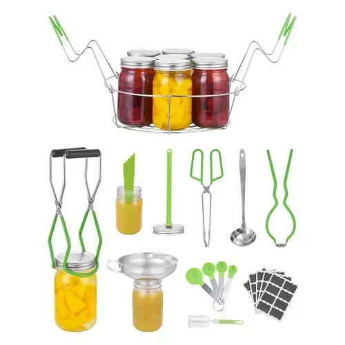 VEVOR Einmachzubehör-Starter-Kit Einmachwerkzeug-Set im Wasserbad für Anfänger (Gestell, Schöpfkelle, Messlöffel, Trichter, Zange, Glasheber, Glasschlüssel) – Bild 10
