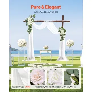 VEVOR Blumenset für Hochzeit Bogen, weiße Blumen für Traubogen mit Vorhängen (3er-Set) – 2 Blumenarrangements, 1 transparente Vorhänge, für Zeremoniensträuße, (Ohne Holzbogenständer) VEVOR Blumenset für Hochzeit Bogen, weiße Blumen für Traubogen mit Vorhängen (3er-Set) – 2 Blumenarrangements, 1 transparente Vorhänge, für Zeremoniensträuße, (Ohne Holzbogenständer)