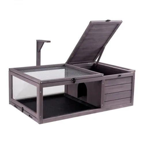 VEVOR Schildkrötenhabitat, Schildkrötenhaus aus Holz für drinnen und draußen, Schildkrötengehege mit hängendem Lichtständer, 2-Zimmer-Reptiliengehege, Kleintierkäfig für Geckos, Eidechsen, Schlangen, 96,5 x 61 x 33 cm VEVOR Schildkrötenhabitat, Schildkrötenhaus aus Holz für drinnen und draußen, Schildkrötengehege mit hängendem Lichtständer, 2-Zimmer-Reptiliengehege, Kleintierkäfig für Geckos, Eidechsen, Schlangen, 96,5 x 61 x 33 cm