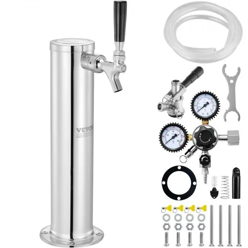 VEVOR Kegerator-Bierturm-Kit, Einzelzapfhahn-Bierumrüstsatz, Edelstahl-Fass-Bierturm-Zapfanlage mit Doppelmessgerät W21.8-Regler und S-System-Fasskupplung für Partys zu Hause VEVOR Kegerator-Bierturm-Kit, Einzelzapfhahn-Bierumrüstsatz, Edelstahl-Fass-Bierturm-Zapfanlage mit Doppelmessgerät W21.8-Regler und S-System-Fasskupplung für Partys zu Hause