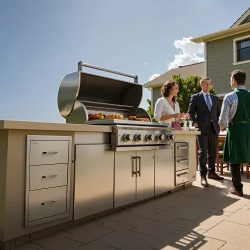VEVOR Outdoor Küchenschubladen 46x59x59 cm (BxTxH), Dreifach-Grillschubladen aus Edelstahl mit Griffen, Grillschubladen für Außenküche oder Grillinsel-Terrassengrillstation Schubladenschrank – Bild 7