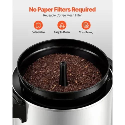 VEVOR Gewerblicher Heißgetränkespender für Kaffee 6,3 L 42 Tassen 1190 W, Heißwasserspender mit Tropffreiem Wasserhahn, Automatischer Temperaturregelung, für Catering, Partys, Kirchen und Restaurants – Bild 2