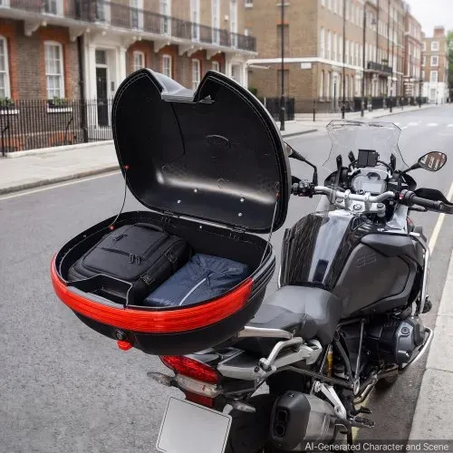 VEVOR Motorrad-Topcase 30 L aus PP Universeller, Abschließbarer Motorradkoffer Schwarz, Ergonomische Rückenlehne für Mehr Komfort, mit Roter Reflektor Schloss 2 Schlüssel, IPX4-Spritzwasserschutz – Bild 7