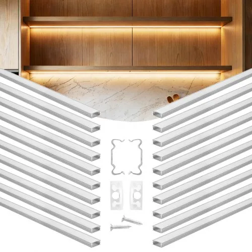VEVOR LED Profil 20er-Pack 1 m, Eloxierte Aluminiumprofile mit Milchiger Abdeckung, Endkappen & Befestigungsclips, Kanäle, Diffusor für LED-Streifen, Ideal für Unterbau-Arbeitsplatten, U Form VEVOR LED Profil 20er-Pack 1 m, Eloxierte Aluminiumprofile mit Milchiger Abdeckung, Endkappen & Befestigungsclips, Kanäle, Diffusor für LED-Streifen, Ideal für Unterbau-Arbeitsplatten, U Form
