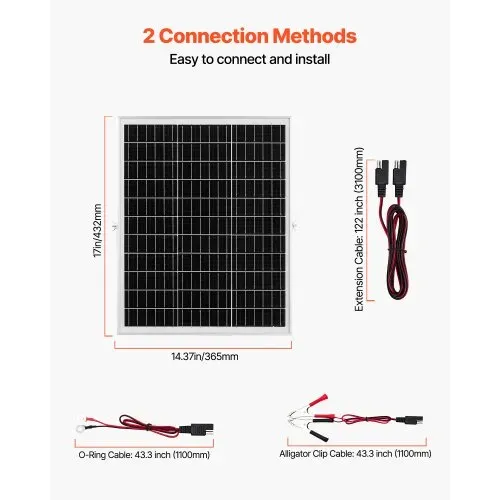 VEVOR 12V Monokristallines Solarpanel-Kit 25 W, Batterieladegerät mit intelligentem MPPT-Controller & verstellbarer Halterung, IP67 wasserdicht für Auto, Boot, Wohnmobil, Motorradanhänger – Bild 4