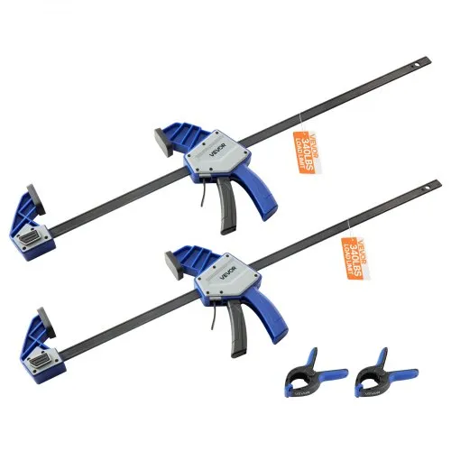 VEVOR Stangenklemmen für Holzbearbeitung 2 Stk. 60,96 cm Öffnung, Quick-Grip F-Klemme mit 154 kg Belastungsgrenze, 84,6 mm Tiefe, Klemmen Set aus Kunststoff & Karbonstahl, Metallbearbeitung VEVOR Stangenklemmen für Holzbearbeitung 2 Stk. 60,96 cm Öffnung, Quick-Grip F-Klemme mit 154 kg Belastungsgrenze, 84,6 mm Tiefe, Klemmen Set aus Kunststoff & Karbonstahl, Metallbearbeitung