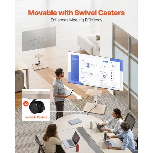 VEVOR rollbarer TV-Ständer Fernsehständer für 812,8-1778 mm TVs bis zu 40 kg, 25° Links-Rechts-Drehung & höhenverstellbare TV-Halterung mit Ablage für Schlafzimmer Wohnzimmer (max. 600 x 400 mm) – Bild 2
