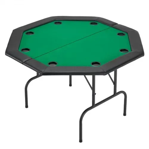 VEVOR klappbarer Pokertisch für 8 Spieler (126 cm) Kasino-Freizeittisch mit gepolsterten Schienen & Getränkehaltern, achteckige tragbare Spieltische mit Filz- und Metallbeinen, Texas Hold’em Poker – Bild 10