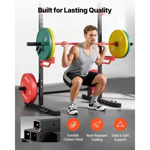 VEVOR Power Cage Squat Rack 454 kg Belastbar, multifunktionales Power Rack für Heimfitnessstudio mit 4 Bandhalterungen & verstellbarem J-Haken & Sicherheitsstangen für Klimmzüge mit Langhantel – Bild 5