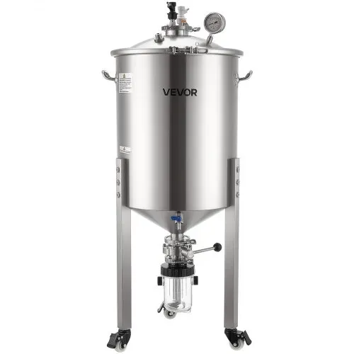 VEVOR konischer Gärbehälter Edelstahl 60 L Gärtank für Heimbrauen, Gärkessel mit konischem Boden & 3 Lenkrollen & Deckel & Griff & Thermometer, Gärfass für Wein- und Biergärung – Bild 8