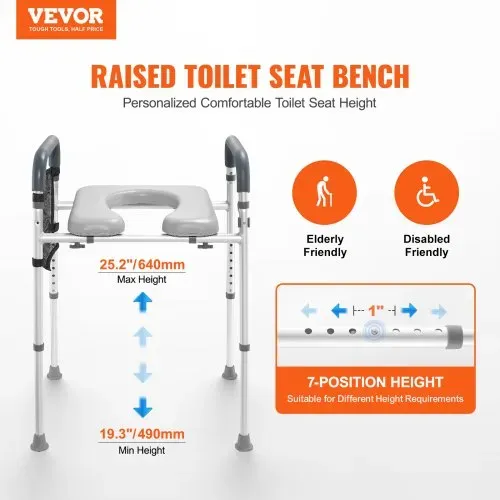 VEVOR Toilettensitzerhöhung 49-64 cm 158,76kg Universal-Toilettenerhöhung für Senioren VEVOR Toilettensitzerhöhung 49-64 cm 158,76kg Universal-Toilettenerhöhung für Senioren