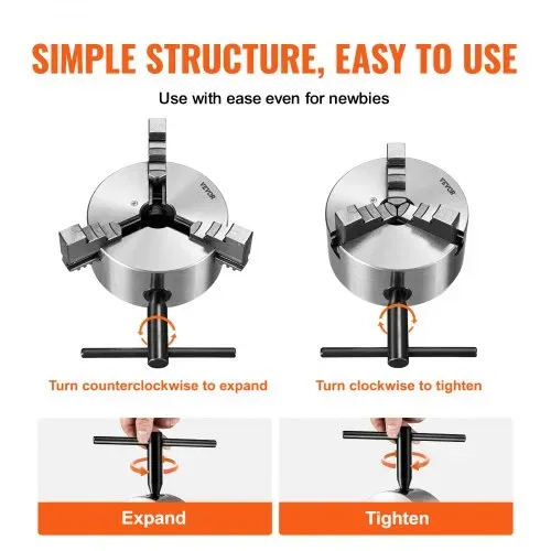 VEVOR Drehbankfutter K11-160 160mm Dreibackenfutter HT300-Material 3 Backenfutter Klemmbereich 3,5–160mm 3-Backen, 20Cr, ≥53HRC φ45mm Bohrung Spannfutter Drechselbank Selbstzentrierend – Bild 4